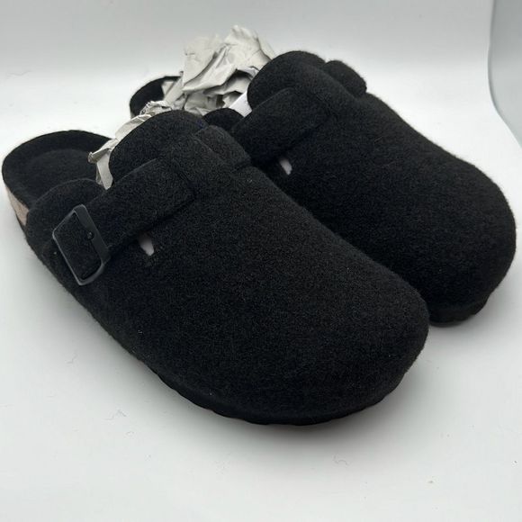 CUSHIONAIRE Womens Clog 7 BLACK WOOL - Picture 1 of 7